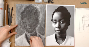 Extrait du cours d’Agnès Decourchelle, Portrait au fusain, approche en clair-obscur : travail à la gomme mie de pain