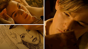 scène de dessin au fusain extraite de Titanic