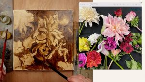 Travail en valeur d'une toile à la peinture à l'huile