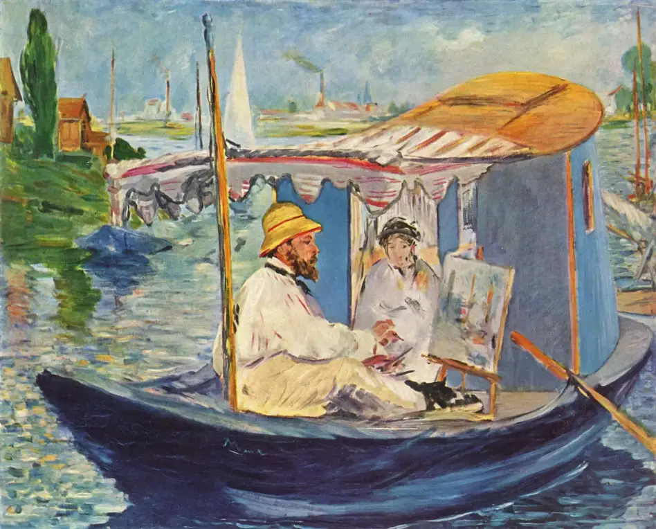 Edouard Manet, Claude Monet peignant dans son atelier, huile sur toile, 1874, 50×64 cm, Neue Pinakothek, Munich.