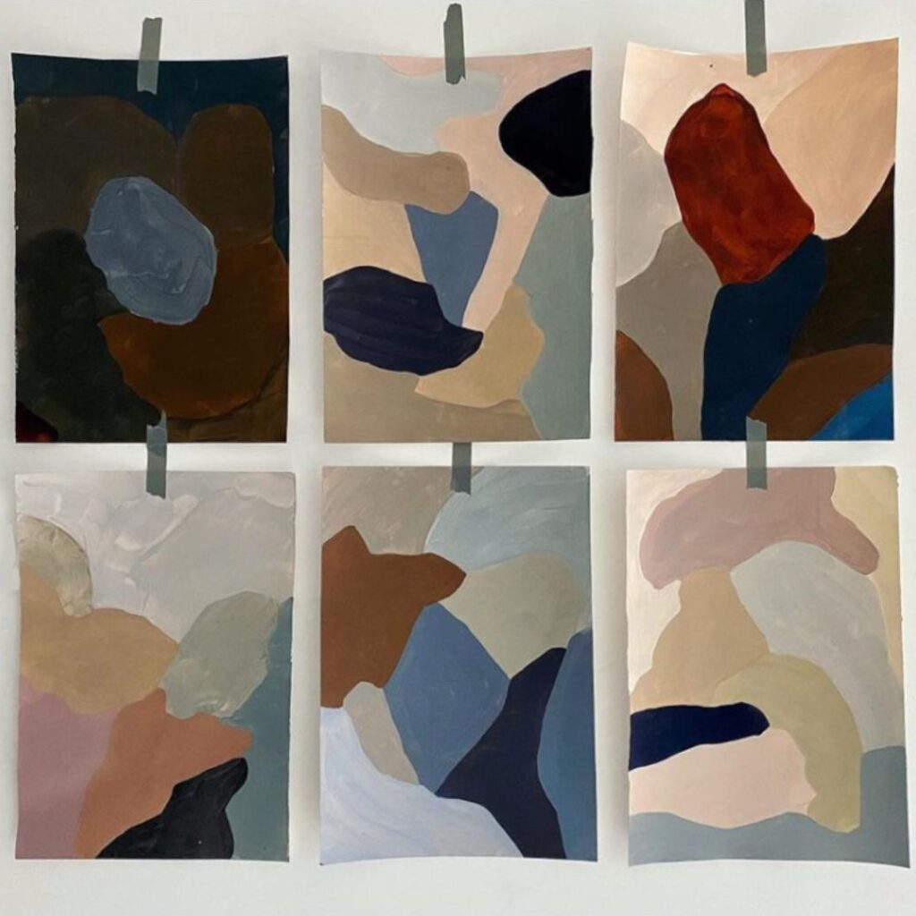 Série de peintures abstraites sur papier