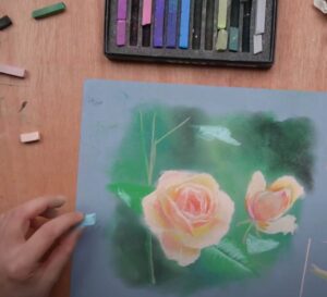 dessiner des roses au pastels secs - le bourgeon