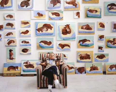 David Hockney et ses chiens