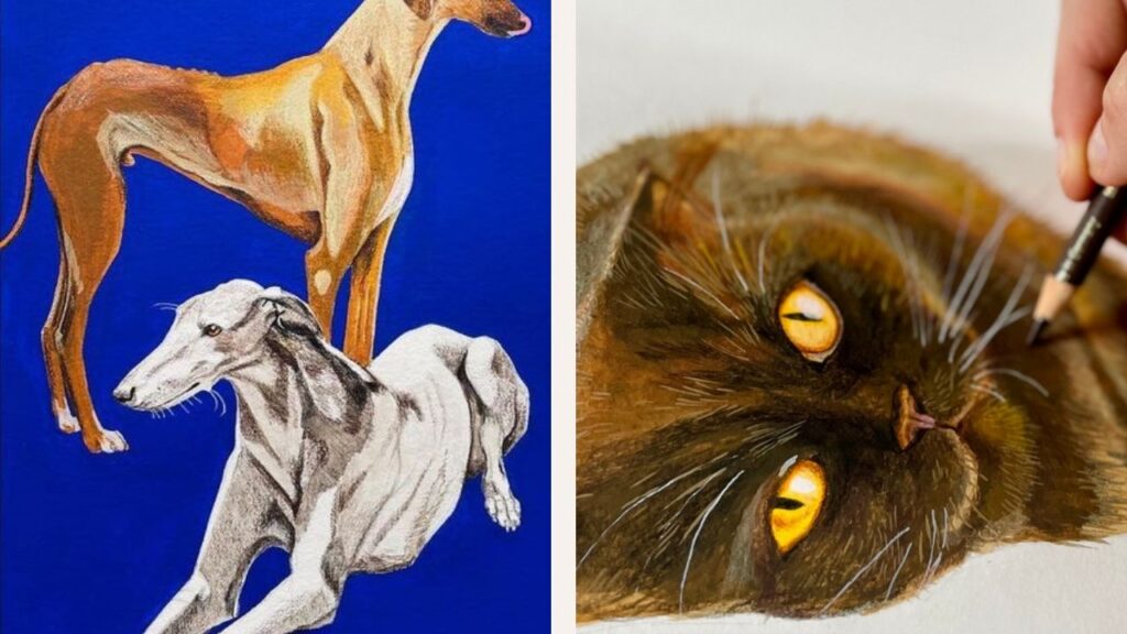 Chien et chat dessinés par Ingrid Winkler