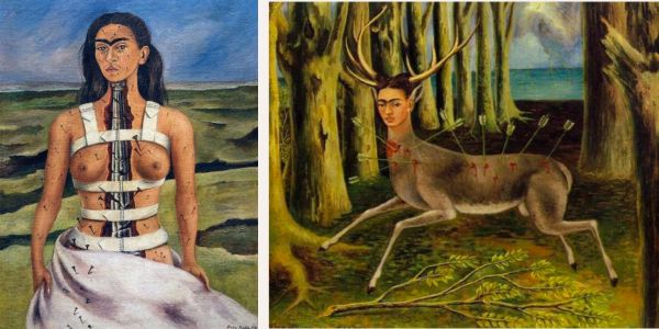 Montage peintures the broken column et the wounded deer